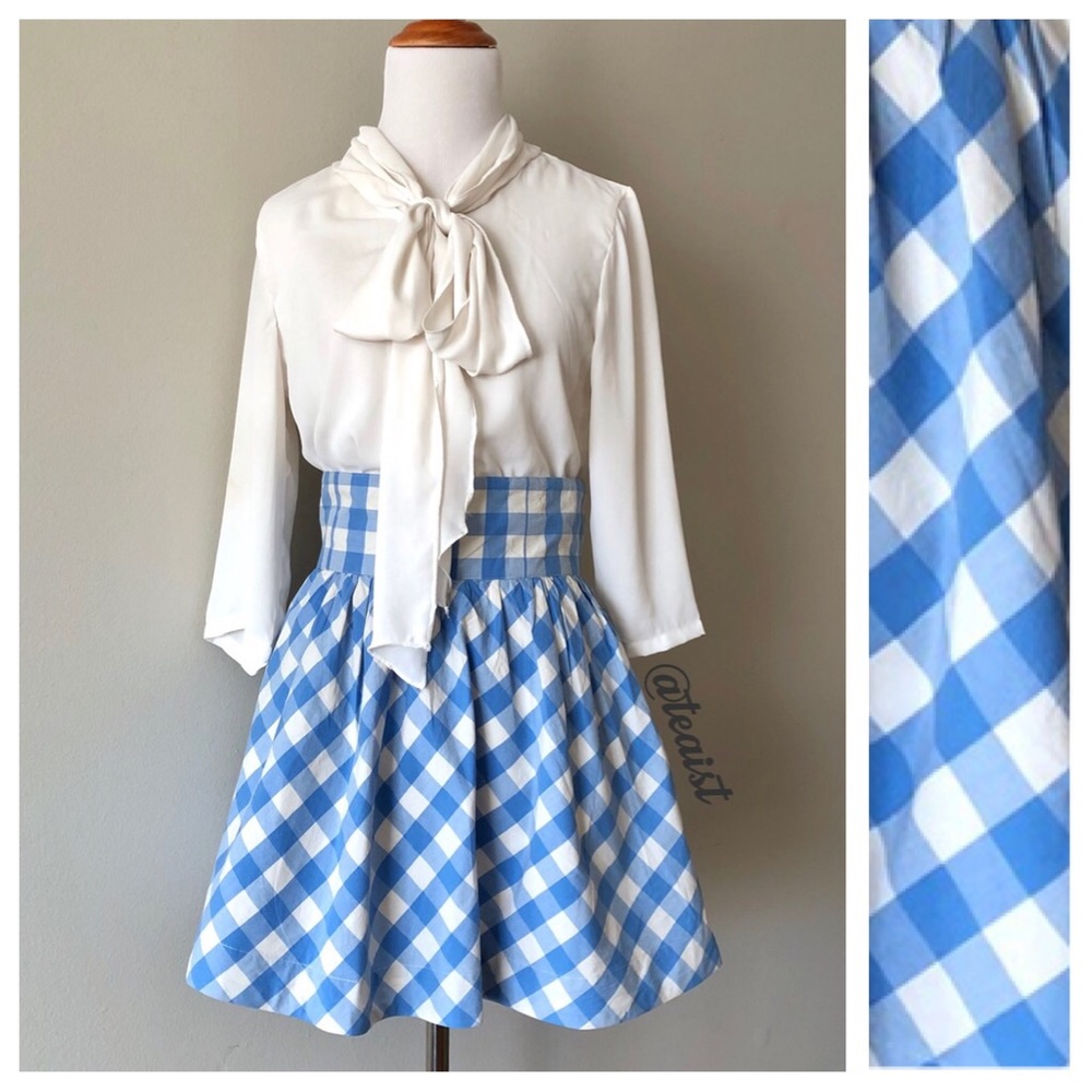 H&M Blue Gingham Check Skirt